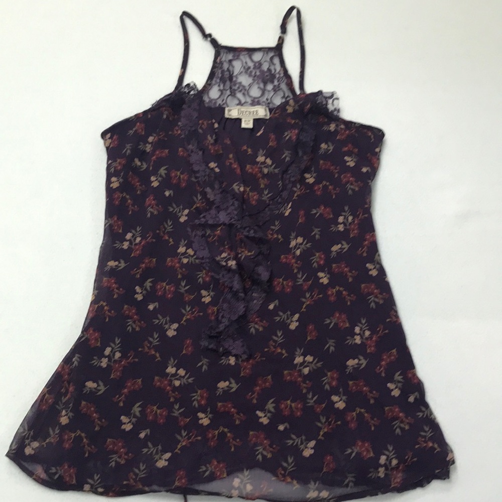 Purple lace and floral blouse